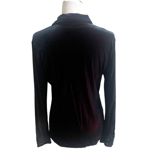 Express World Brand Y2K Velvet Button Down Two Tone Red Blue Size Large - Picture 2 of 16